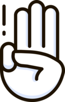 Tres dedo saludo icono emoji pegatina png