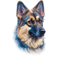 german shepherd dog illustration, transparent background, AI Generative png