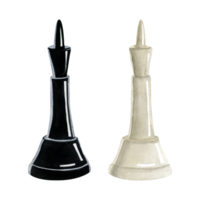Watercolor king chess black and white pieces illustration. Realistic figures for Chess day and board game designs png