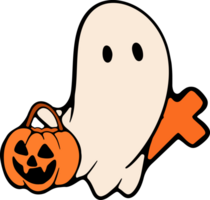 Retro Ghost Halloween t-shirt design. Cute cartoon. vintage  illustration png