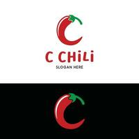 Letter C Chili Chile Chilli Spicy Pepper Logo Design vector
