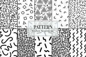 Doodle line shapes set of seamless repeat pattern vector