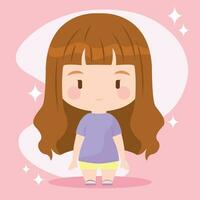 Isolated colored cute chibi female korean anime character Vector