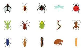 Set of different colored insect icons Vector