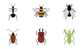 Set of different colored insect icons Vector