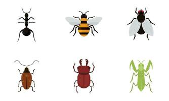 Set of different colored insect icons Vector