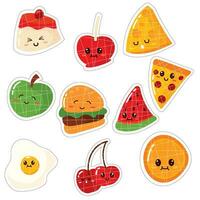 conjunto de de colores linda comida emoji íconos vector
