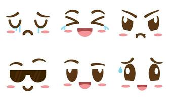 Set of borderless facial expressions Vector