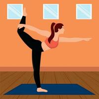 Isolated cute girl character doing yoga exercises Vector