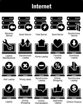 A set of 20 Internet icons as eceive server, send server, fast server vector