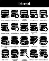 A set of 20 Internet icons as server statistics, finance server, server message vector