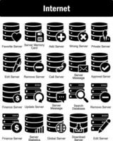 A set of 20 Internet icons as favorite server, server memory card, add server vector