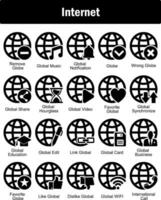 A set of 20 Internet icons as remove globe, global music, global notification vector