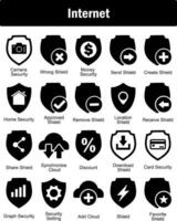 A set of 20 Internet icons as camera security, wrong shield, money security vector