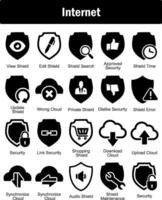 A set of 20 Internet icons as view shield, edit shield, shield search vector