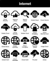 A set of 20 Internet icons as cloud security, approve cloud, search cloud vector