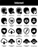 A set of 20 Internet icons as security, shield error, shield time vector