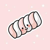 Cute Kawaii Marshmallow is isolated on a pink background vector