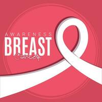 Colored breast cancer poster with white ribbon Vector