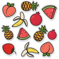 Seamless pattern background with set of fruit icons Vector