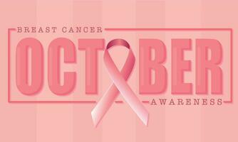 Colored breast cancer poster with pink ribbon Vector