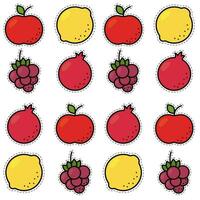 Seamless pattern background with set of fruit icons Vector