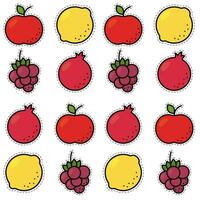 Seamless pattern background with set of fruit icons Vector