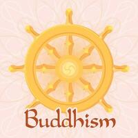 Isolated ship wheel Buddhism symbol concept Vector