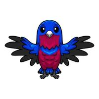 Cute banded cotinga bird cartoon flying vector