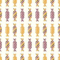 Seamless pattern of Halloween trick or treat candies on isolated background. Background in traditional colours for Halloween celebration, textiles, wall papers, wrapping paper, scrapbooking. vector