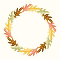 Oak leaves clip art wreath of oak leaves on isolated background. Hand drawn background for Autumn harvest holiday, Thanksgiving, Halloween, seasonal, textile, scrapbooking. vector