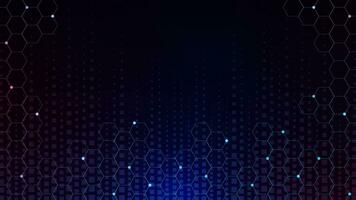 Abstract digital technology concept with hexagons and glowing particles. Speed connect, internet network, nano information and communication background. Vector illustration.