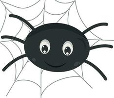 a cartoon spider with a black face and web vector