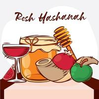 Hand drawn Rosh Hashanah objects Vector