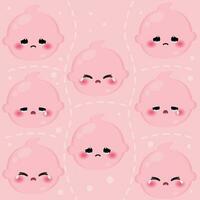 Seamless pattern background with baby emoji icons Vector