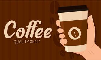 horizontal café calidad tienda póster vector