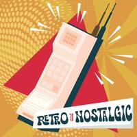 Isolated mobile phone Nostalgic retro background Vector