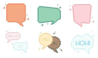 Set of pixelated comic speech bubble chats Vector