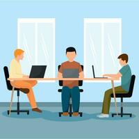 Group of people characters working on a coworking office Vector