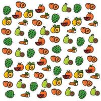 Seamless pattern background with set of fruit icons Vector