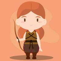 aislado linda chibi hembra vikingo personaje vector