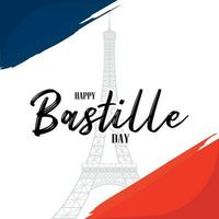 Happy bastille day template with eiffel tower landmark on background Vector