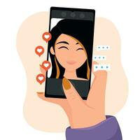 Isolated smartphone Facetime live Concept mobile app Vector