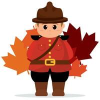 Cute male forest ranger cartoon with leaves Vector