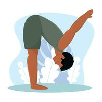 Isolated male character doing yoga Vector