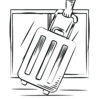 Sketch of a hand holding a travel bag Vector