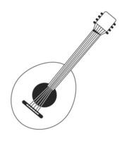 Domra musical instrument flat monochrome isolated vector object. String instrument. Creative hobby. Editable black and white line art drawing. Simple outline spot illustration for web graphic design