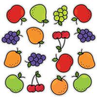 Seamless pattern background with set of fruit icons Vector