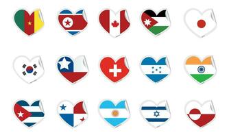 conjunto de corazón formas con diferente banderas vector