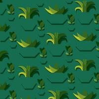 Seamless pattern background with indoor plant icons Vector